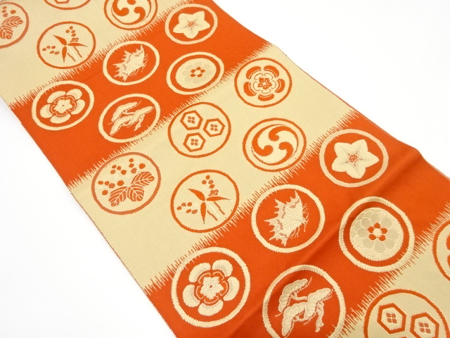 JAPANESE NAGOYA OBI / WOVEN FAMILY CREST